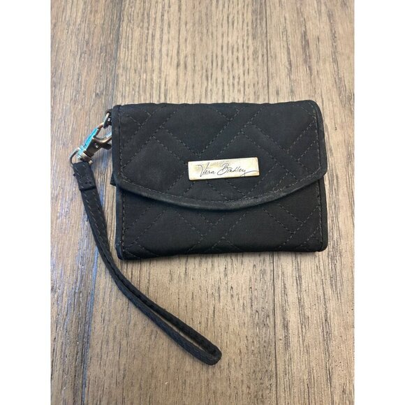 Vera Bradley Black Quilted Wallet With Wristlet - Picture 1 of 6